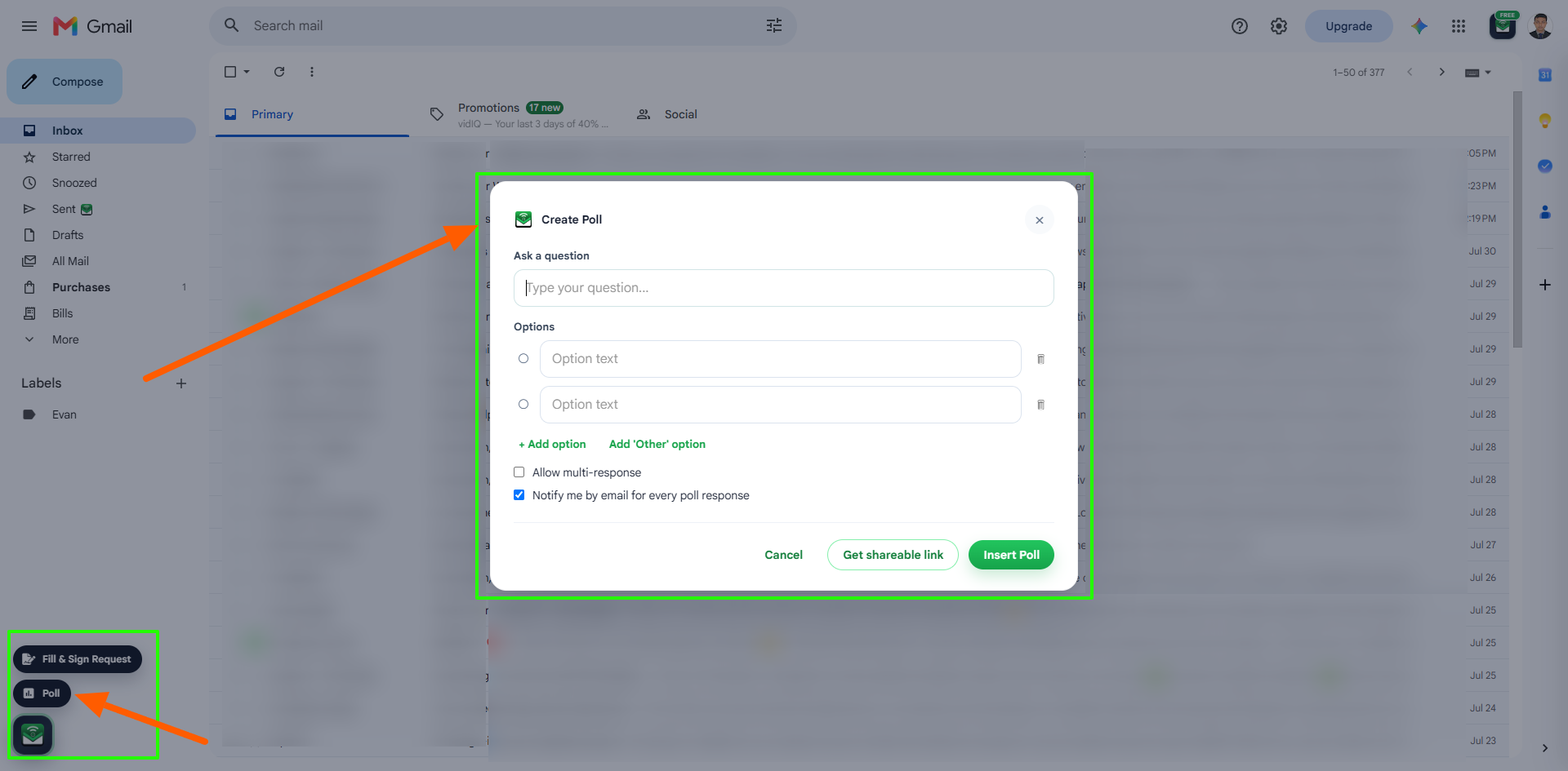 Create polls with Mailtrackio
